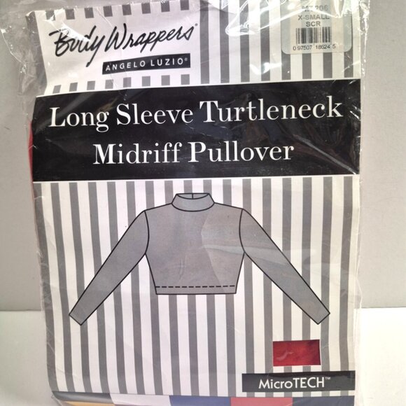 Body Wrappers Women's M Red MT206 Turtleneck Midriff MicroTECH Dance Cheer NEW - Picture 3 of 4